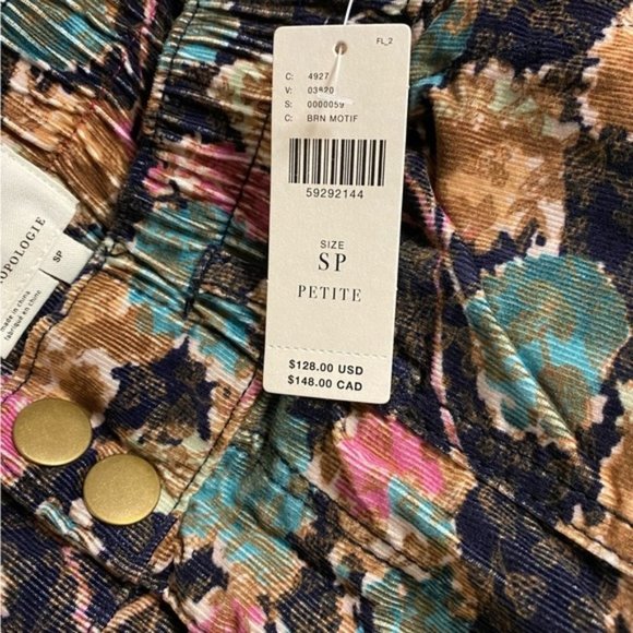 Anthropologie Anisa Floral Corduroy Joggers size SP petite size new with tag - Picture 7 of 8